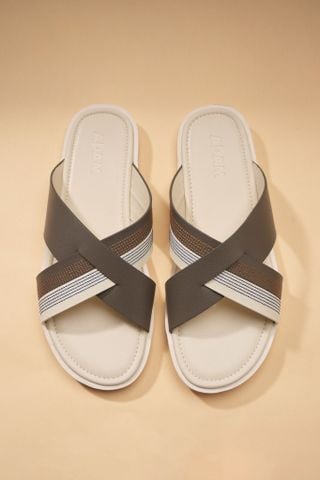 Dép quai chéo trắng ghi - DAD009GT