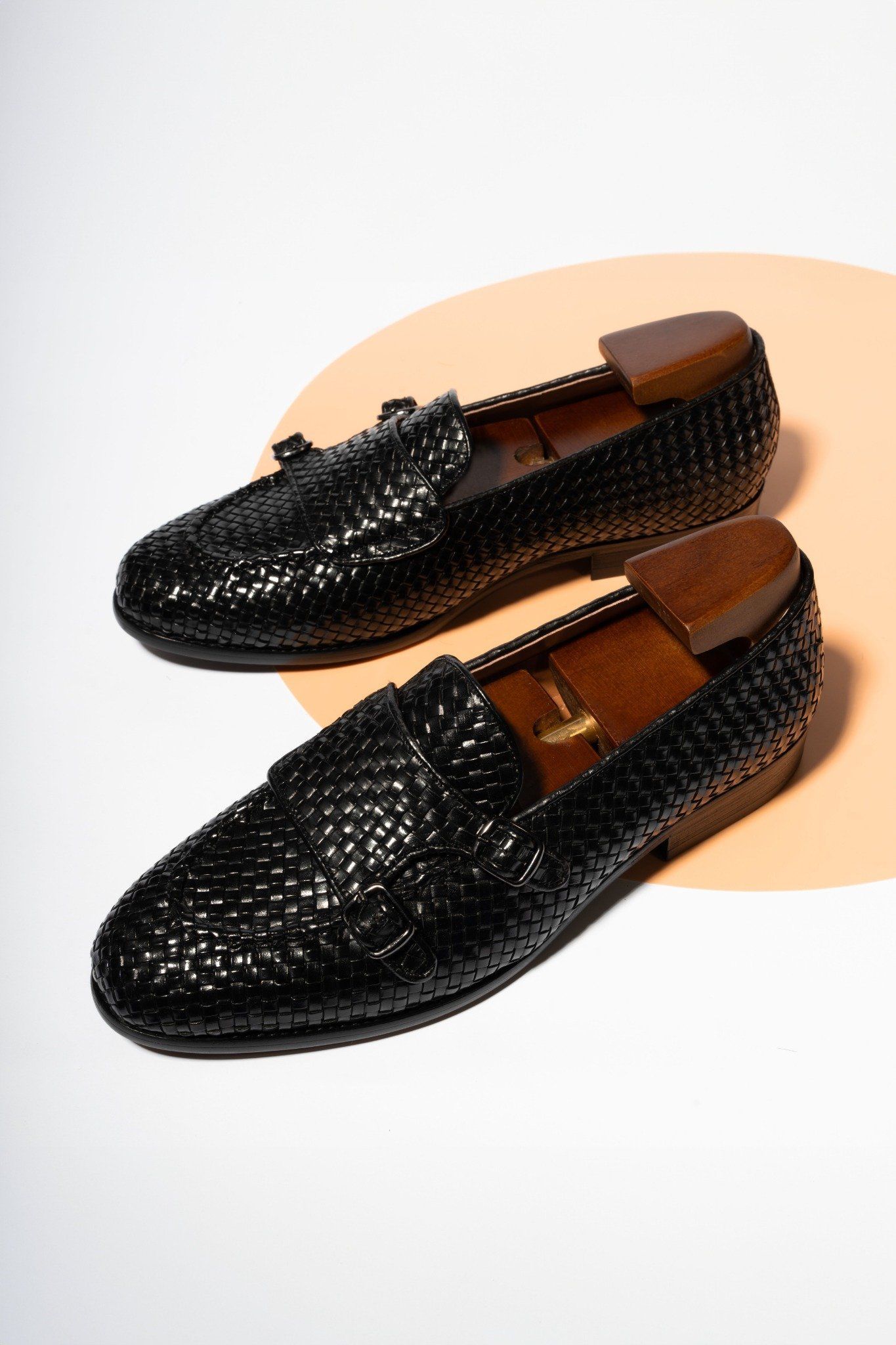 Giày Monk Strap đen đan - GTX001D