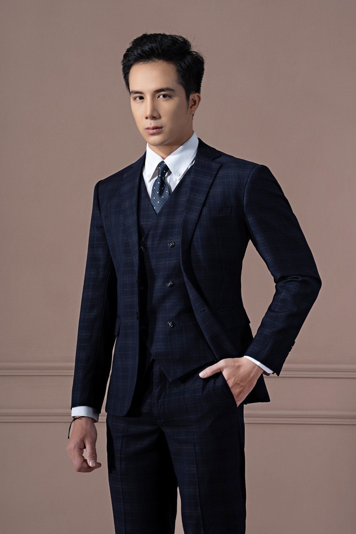 Áo Vest Adam Xanh Tím Than Kẻ Chìm - Av246