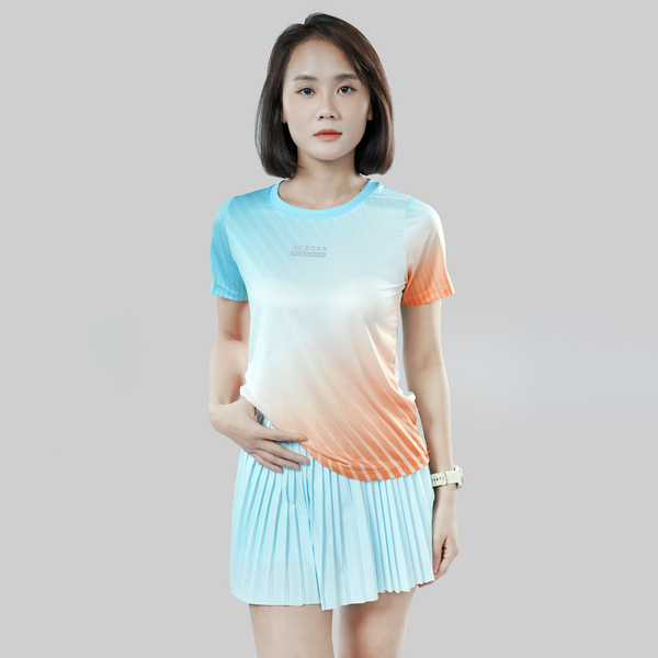  Áo thun thể thao chạy bộ SỌC CAM XANH thấm hút siêu nhẹ Across 