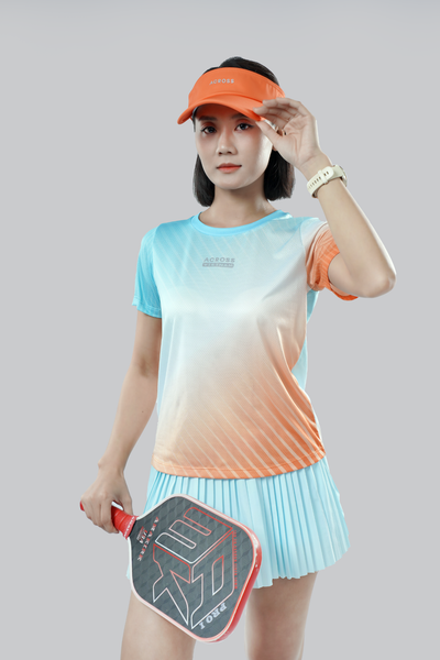  Áo thun thể thao chạy bộ SỌC CAM XANH thấm hút siêu nhẹ Across 