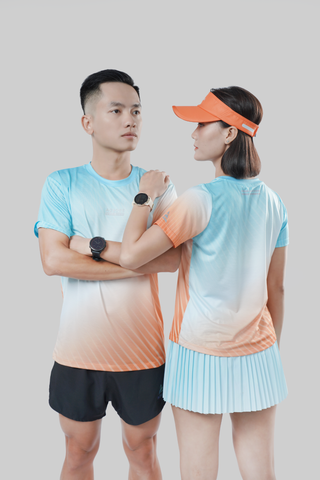  Áo thun thể thao chạy bộ SỌC CAM XANH thấm hút siêu nhẹ Across 