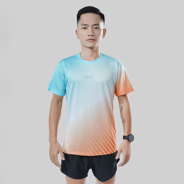  Áo thun thể thao chạy bộ SỌC CAM XANH thấm hút siêu nhẹ Across 