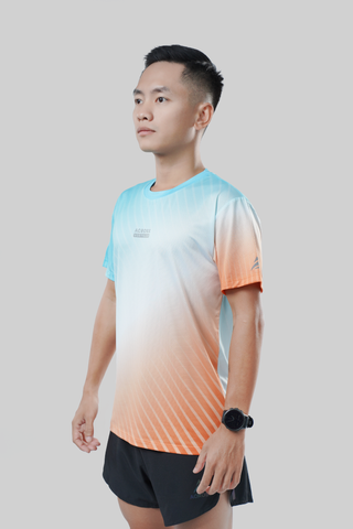  Áo thun thể thao chạy bộ SỌC CAM XANH thấm hút siêu nhẹ Across 
