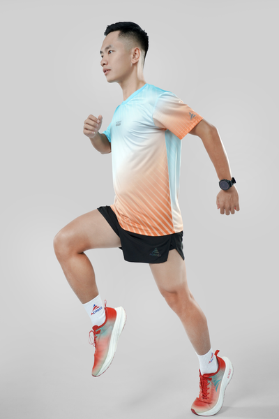  Áo thun thể thao chạy bộ SỌC CAM XANH thấm hút siêu nhẹ Across 