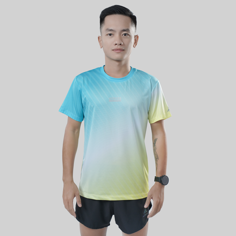  Áo thun thể thao chạy bộ SỌC VÀNG XANH thấm hút siêu nhẹ Across 