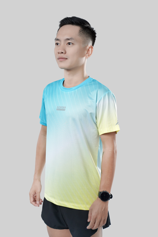  Áo thun thể thao chạy bộ SỌC VÀNG XANH thấm hút siêu nhẹ Across 