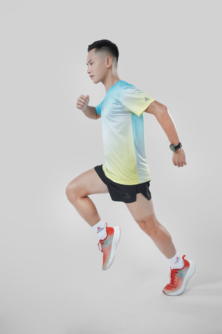  Áo thun thể thao chạy bộ SỌC VÀNG XANH thấm hút siêu nhẹ Across 