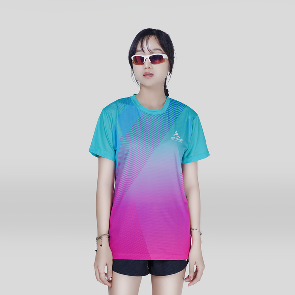  Áo thun thể thao chạy bộ LIGHT TO SHINE NỮ TÍM XANH thấm hút siêu nhẹ Across 