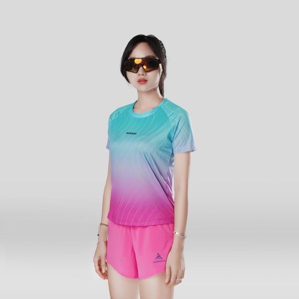  Áo thun thể thao chạy bộ THE SÓNG NỮ HỒNG XANH thấm hút siêu nhẹ Across 