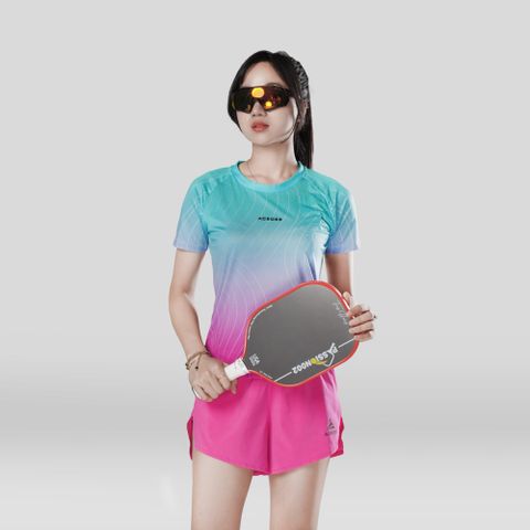  Áo thun thể thao chạy bộ THE SÓNG NỮ HỒNG XANH thấm hút siêu nhẹ Across 