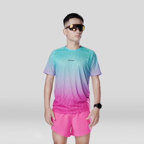  Áo thun thể thao chạy bộ THE SÓNG NAM XANH TÍM thấm hút siêu nhẹ Across 