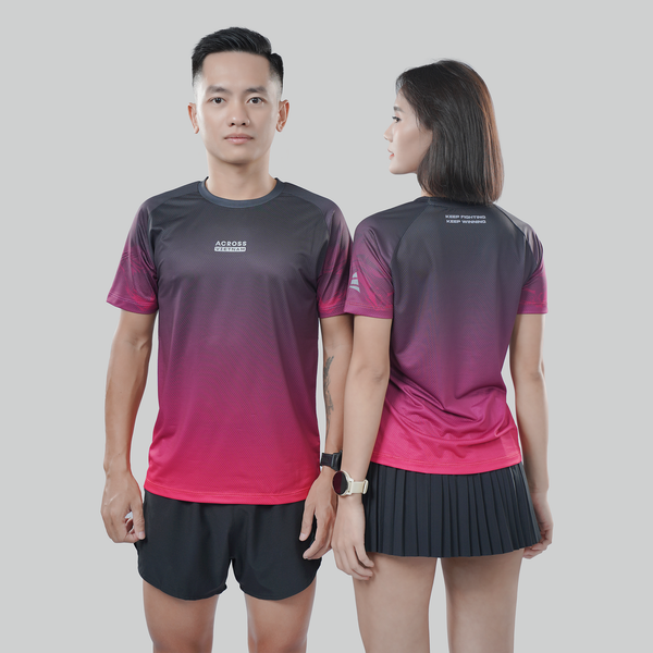  Áo thun thể thao chạy bộ The Hill Đỏ thấm hút siêu nhẹ Across 