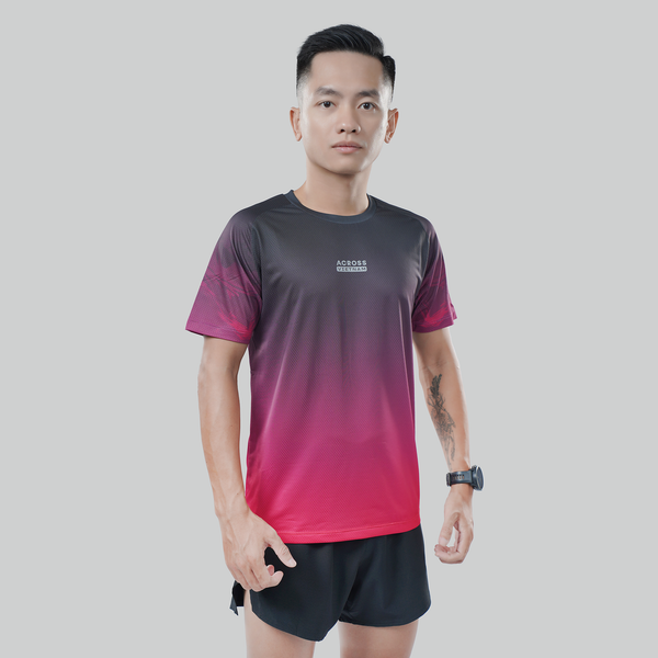  Áo thun thể thao chạy bộ The Hill Đỏ thấm hút siêu nhẹ Across 