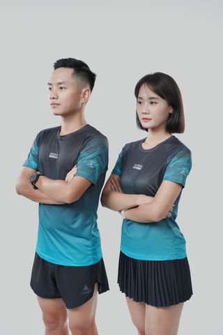  Áo thun thể thao chạy bộ The Hill Xanh thấm hút siêu nhẹ Across 
