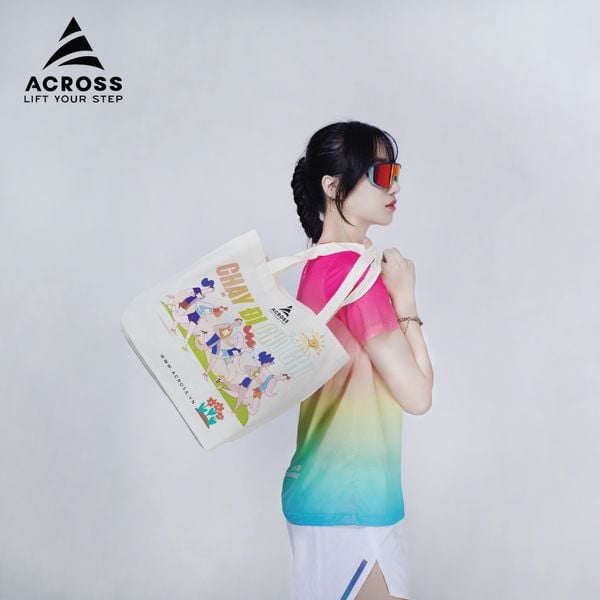  Áo thun thể thao chạy bộ LIGHT TO SHINE NỮ HỒNG XANH thấm hút siêu nhẹ Across 