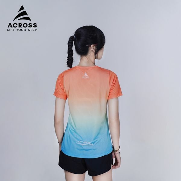  Áo thun thể thao chạy bộ LIGHT TO SHINE NỮ CAM XANH thấm hút siêu nhẹ Across 