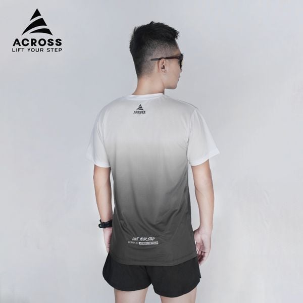  Áo thun thể thao chạy bộ LIGHT TO SHINE ĐEN TRẮNG thấm hút siêu nhẹ Across 
