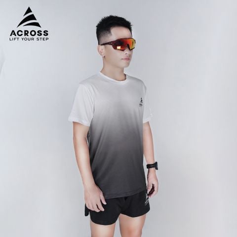  Áo thun thể thao chạy bộ LIGHT TO SHINE ĐEN TRẮNG thấm hút siêu nhẹ Across 