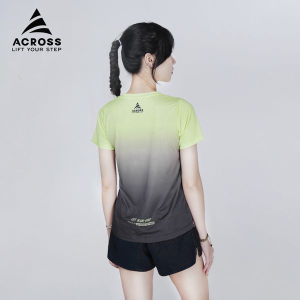  Áo thun thể thao chạy bộ LIGHT TO SHINE NỮ XANH ĐEN thấm hút siêu nhẹ Across 