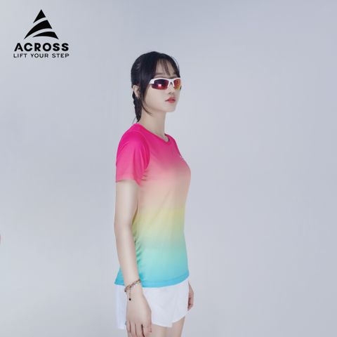  Áo thun thể thao chạy bộ LIGHT TO SHINE NỮ HỒNG XANH thấm hút siêu nhẹ Across 