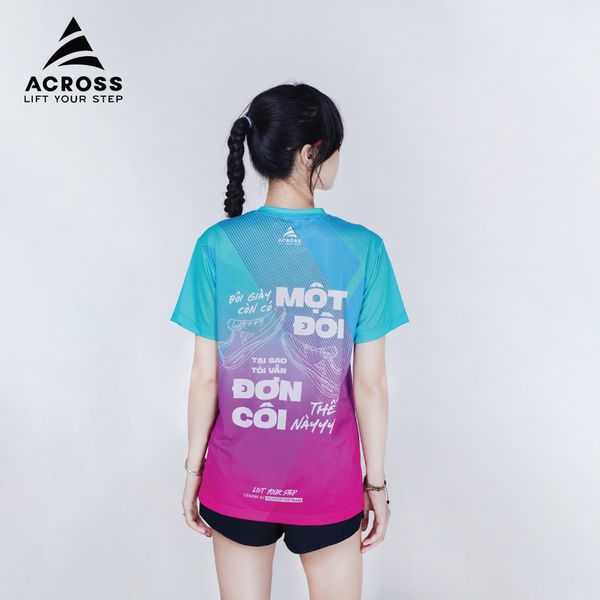  Áo thun thể thao chạy bộ LIGHT TO SHINE NỮ TÍM XANH thấm hút siêu nhẹ Across 