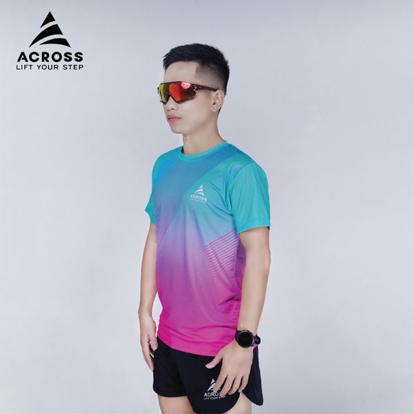  Áo thun thể thao chạy bộ LIGHT TO SHINE NAM TÍM XANH thấm hút siêu nhẹ Across 