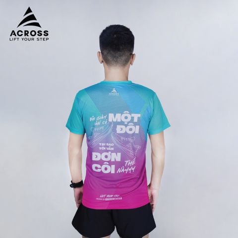  Áo thun thể thao chạy bộ LIGHT TO SHINE NAM TÍM XANH thấm hút siêu nhẹ Across 
