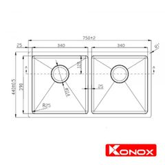 Chậu rửa bát 2 hố Undermount Sink KN7544DUB