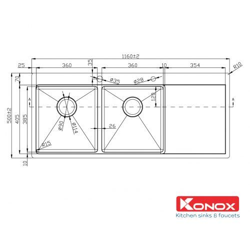 Chậu rửa bát Workstation Sink – Topmount Sink KN11650TD – Bàn phải