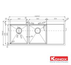 Chậu rửa bát Workstation Sink – Topmount Sink KN11650TD – Bàn phải