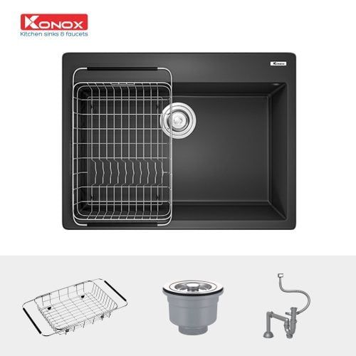 Chậu rửa bát Granite Sink Ruvita 680 – Black