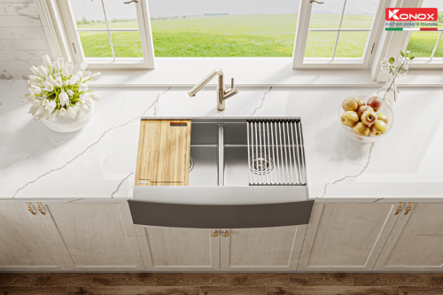 Chậu rửa bát Workstation Sink – Apron Sink KN8751DA Curve