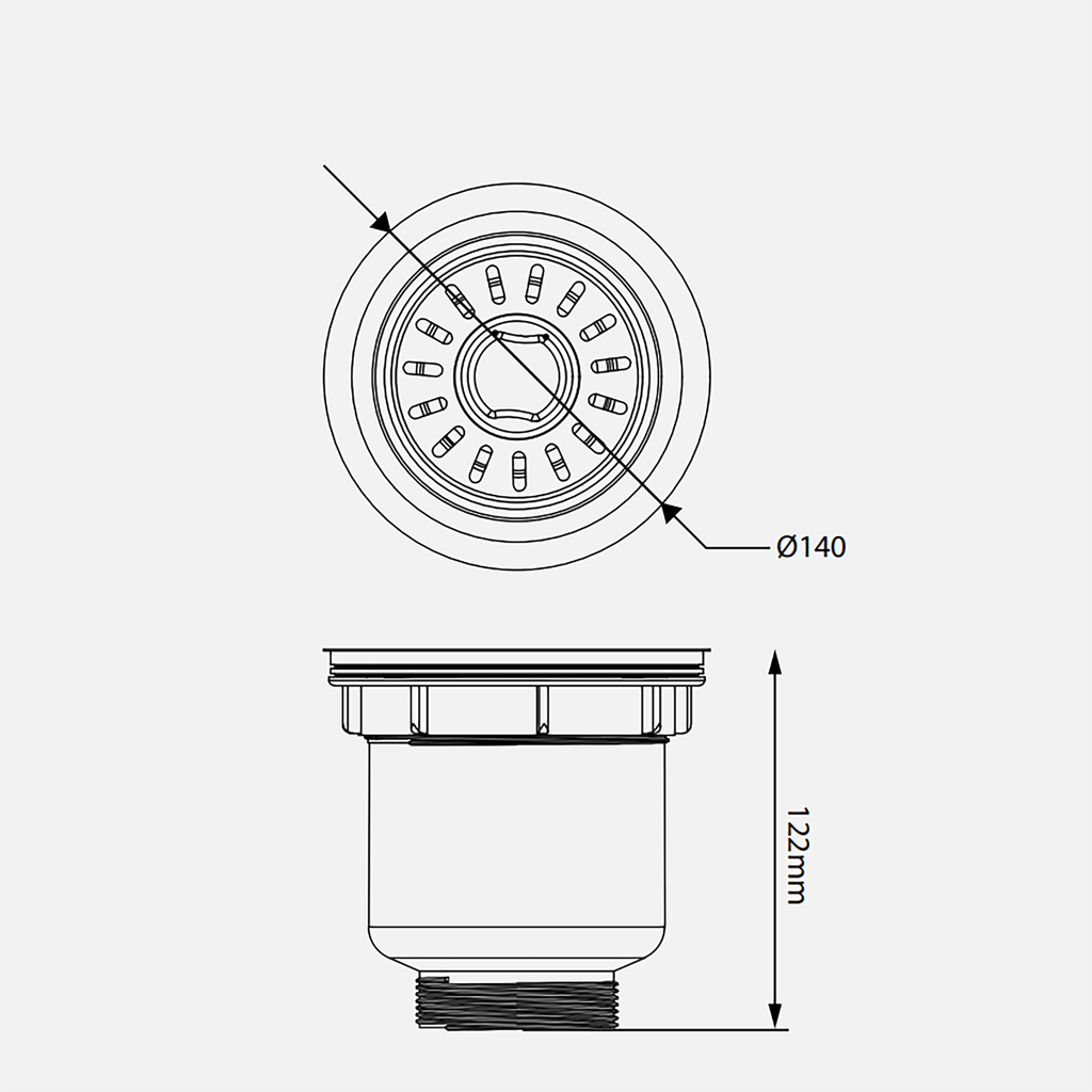 Bát rác inox Kluger KS – 501DN140B
