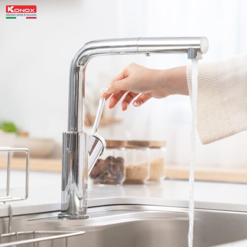 Vòi rửa bát dây rút Artan Chrome