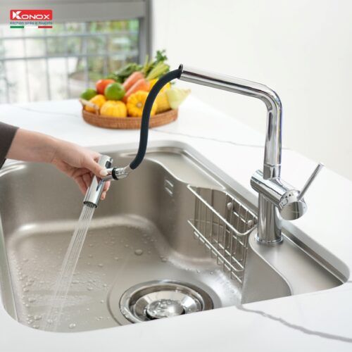 Vòi rửa bát dây rút Volta Chrome