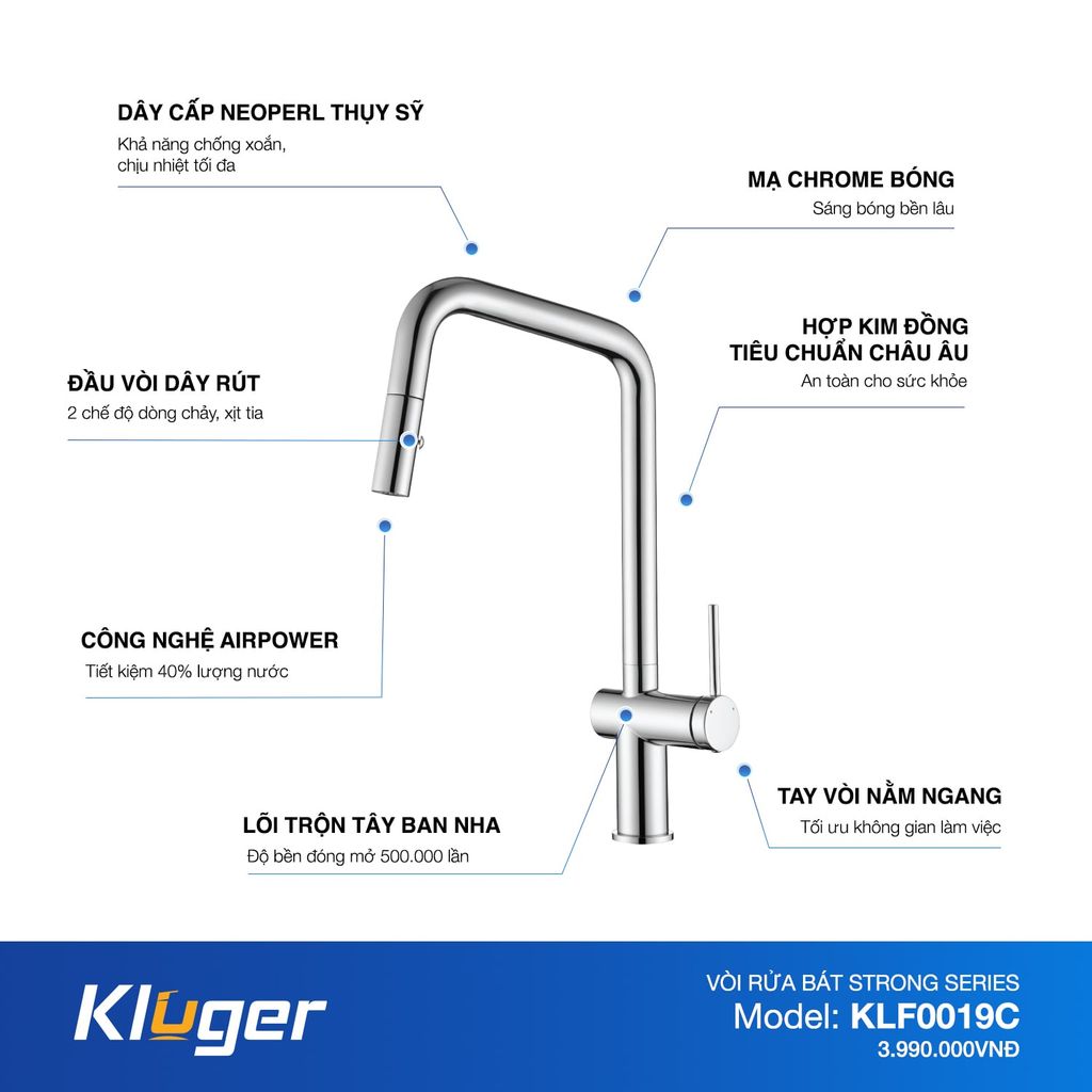 Vòi rửa bát Kluger KLF0019C