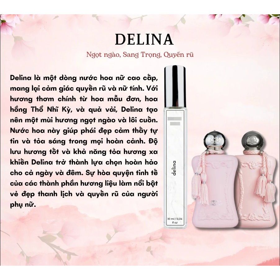 Nước Hoa Nữ Glamour Delina Phong Cách Tiểu Thư Quyến Rũ Dung Tích 10ml Dạng Xịt