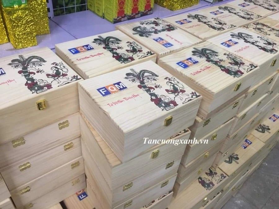 Trà Thái Nguyên - Hộp Gỗ Thông In Logo TCX 1