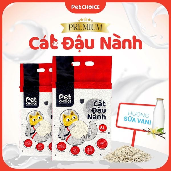 Cát đậu nành cho mèo, cát hữu cơ vệ sinh cho mèo, cát mèo đậu nành dành cho thú cưng pet PetChoice Premium 6L/2kg