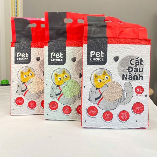 Cát đậu nành cho mèo, cát hữu cơ vệ sinh cho mèo, cát mèo đậu nành dành cho thú cưng pet PetChoice Premium 6L/2kg