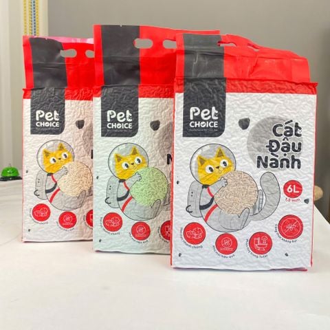 Cát đậu nành cho mèo, cát hữu cơ vệ sinh cho mèo, cát mèo đậu nành dành cho thú cưng pet PetChoice Premium 6L/2kg