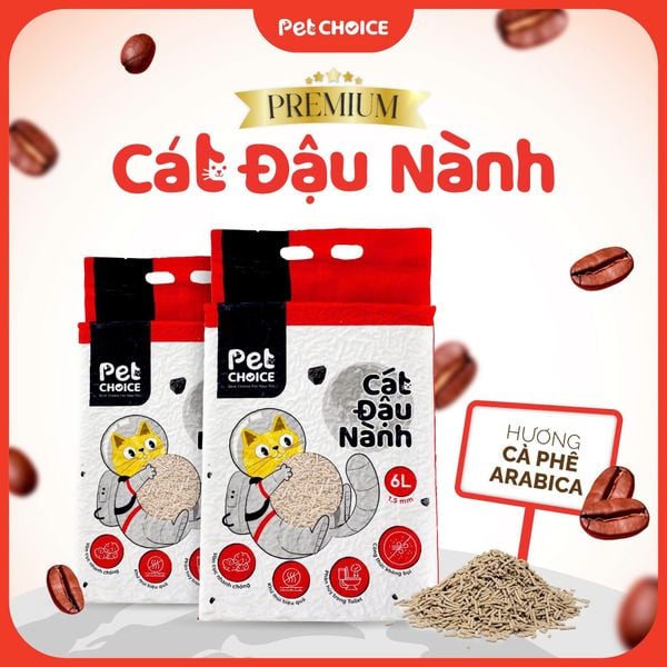 Cát đậu nành cho mèo, cát hữu cơ vệ sinh cho mèo, cát mèo đậu nành dành cho thú cưng pet PetChoice Premium 6L/2kg