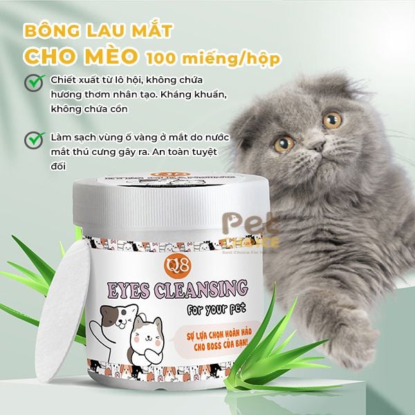 Bông lau nước mắt Q8 cho chó mèo