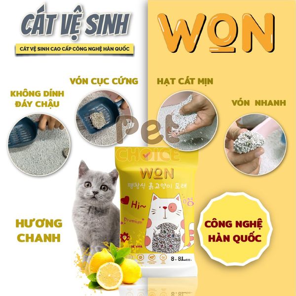 Cát vệ sinh Hàn Quốc WON dành cho mèo nhiều mùi hương 8.8L