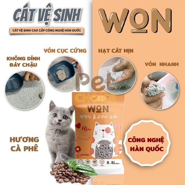 Cát vệ sinh Hàn Quốc WON dành cho mèo nhiều mùi hương 8.8L