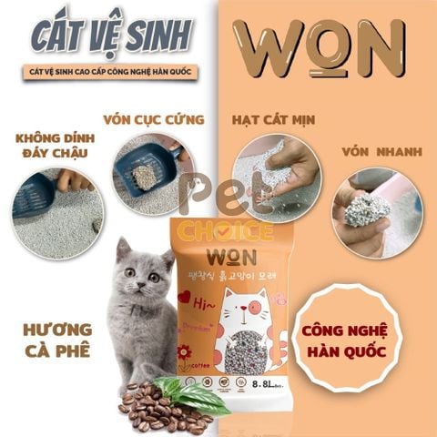 Cát vệ sinh Hàn Quốc WON dành cho mèo nhiều mùi hương 8.8L