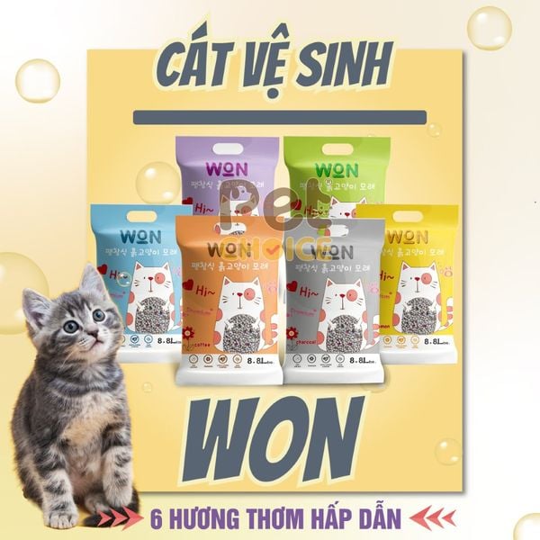 Cát vệ sinh Hàn Quốc WON dành cho mèo nhiều mùi hương 8.8L
