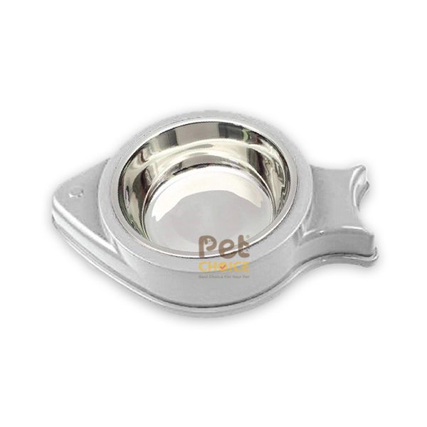 Bát ăn uống đơn hình cá kèm chén inox dành cho chó mèo
