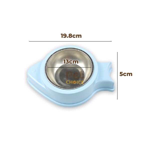 Bát ăn uống đơn hình cá kèm chén inox dành cho chó mèo